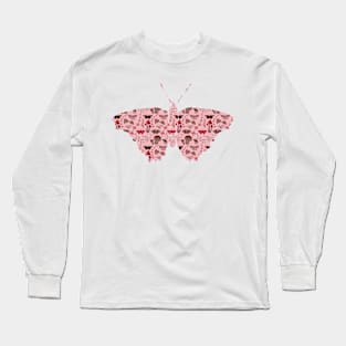 Butterflies, Flowers, Plants and Mushrooms Red Tones Long Sleeve T-Shirt